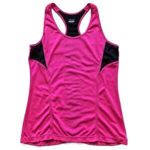 HIND AS-NEW Athletic Racerback Tank Top Hot Pink with Black Trim Women's L